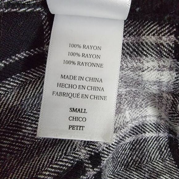 Rails Plaid Western Button Down Size Small Fringe Top Shirt Black White - Picture 6 of 6